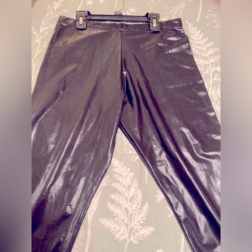 💋SEXY SHINNY WET-LOOK AWESOME Black L E G G I N G S !!!! 💋💋💋💋